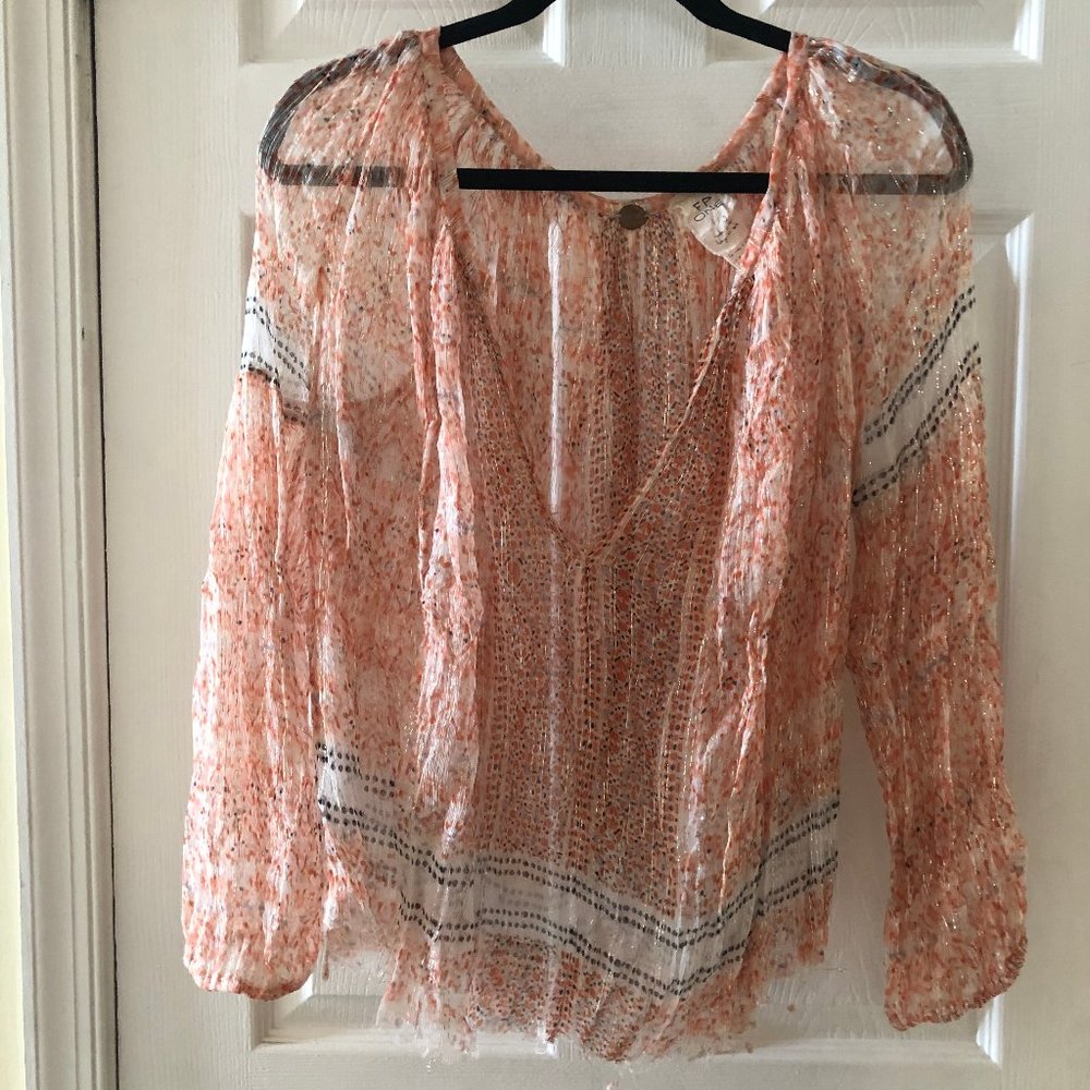 Free People Orange Gossamer top